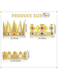 Beyond 4 Pcs Kids Party Gift King Crown, Adjustable Party Hats, Costume Props Accessory (Golden)  - Image 2