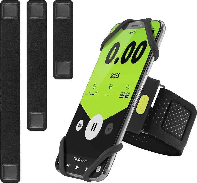 BONE COLLECTION 【Bone】 Run Tie Running Armband Phone Holder, Cell Phone Arm Band for iPhone 14 13 12 11 Pro Max Mini XS XR X 8 7 6 Plus Samsung Galaxy S10 S9 Smartphone (Combo Set/Black/ 6.3-7.5"+ 7.9-9.8"+ 9.8-14") - Image 1