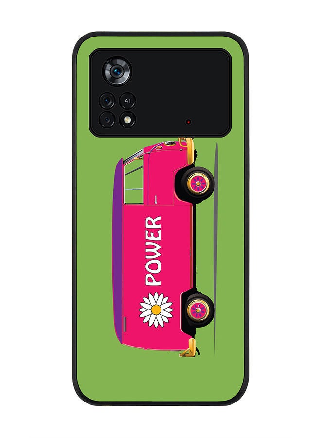 Stylizedd Rugged Black edge case for Poco M4 Pro 4G Slim fit Soft Case Flexible Rubber Edges Anti Drop TPU Gel Thin Cover - Flower Power - Image 1