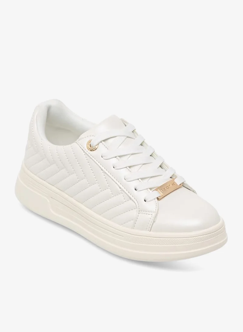 Paprika Women's Quilted Metallic Sneakers With Lace-Up Closure