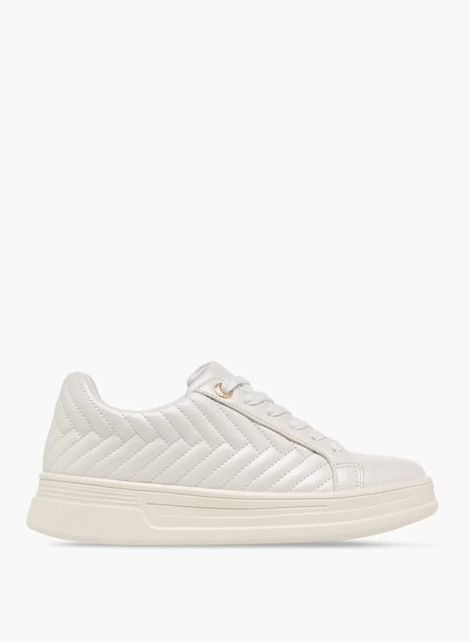 Paprika Women's Quilted Metallic Sneakers With Lace-Up Closure