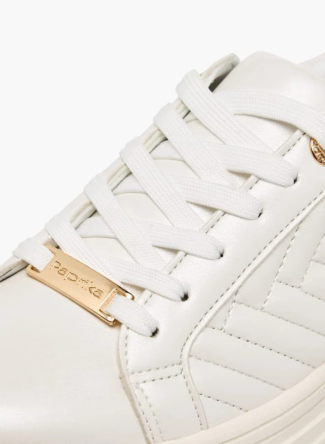 Paprika Women's Quilted Metallic Sneakers With Lace-Up Closure