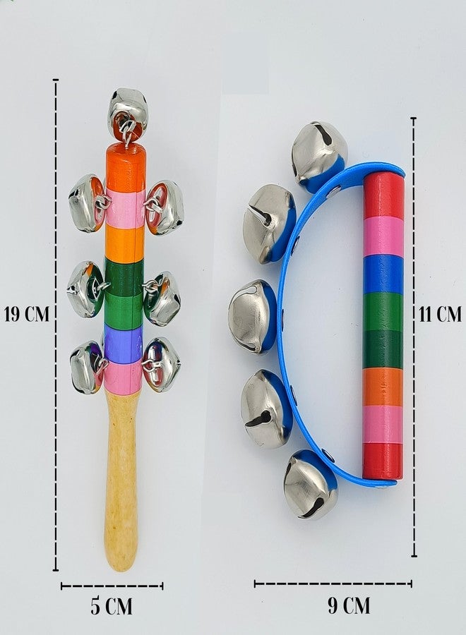 ZELVO Wooden Non Toxic Colourful Rattle Toys for Newborn Baby, Musical Infant Toy, Gift Set Age 0+, Set of 2, Multicolor (10 Bells & 5 Bells) - Image 2