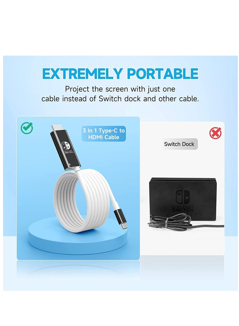 SYOSI Portable Switch Dock USB Type C to HDMI Conversion Cable for TV Docking Mode on Switch, Steam Deck, Samsung Dex Station, and S21 S20 Note20 TabS7 4K for Travel - Image 3