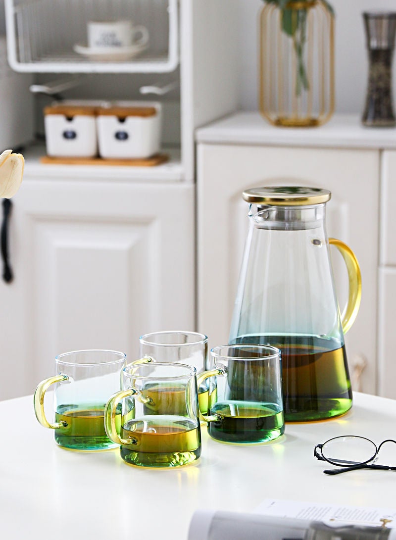 Shuer 5-Piece Electroplating Process Glass Cup Water Bottle Set Transparent Tea Mug Milk Straight Tube  - Image 4