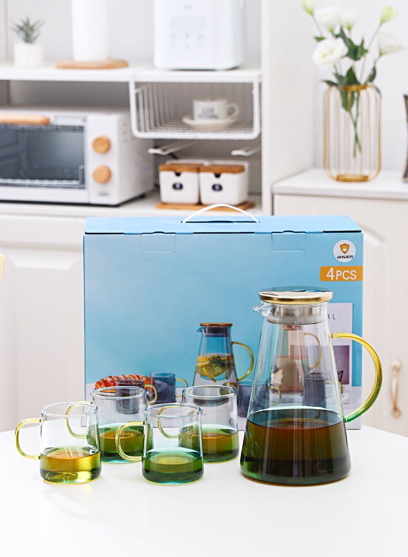 Shuer 5-Piece Electroplating Process Glass Cup Water Bottle Set Transparent Tea Mug Milk Straight Tube  - Image 5