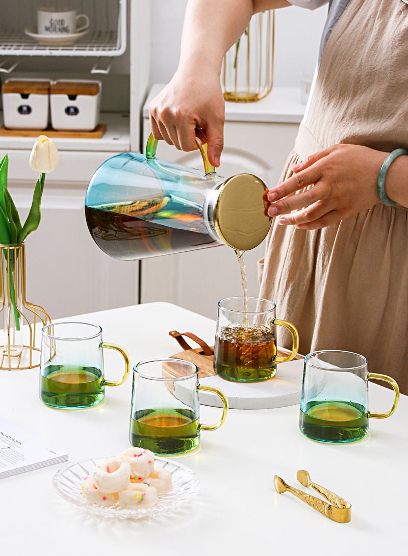 Shuer 5-Piece Electroplating Process Glass Cup Water Bottle Set Transparent Tea Mug Milk Straight Tube  - Image 3