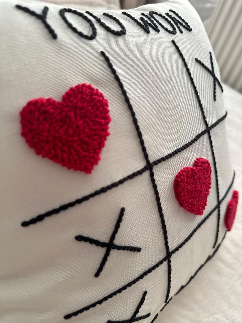 The Purple Tree Valentines Day Gift You Won My Heart Cushion and Love You Greeting Card, (16X16 inch) Tufting Embroidered Cushion, Best Gift for Boyfriend, Husband, Valentines Day Gift - Image 3