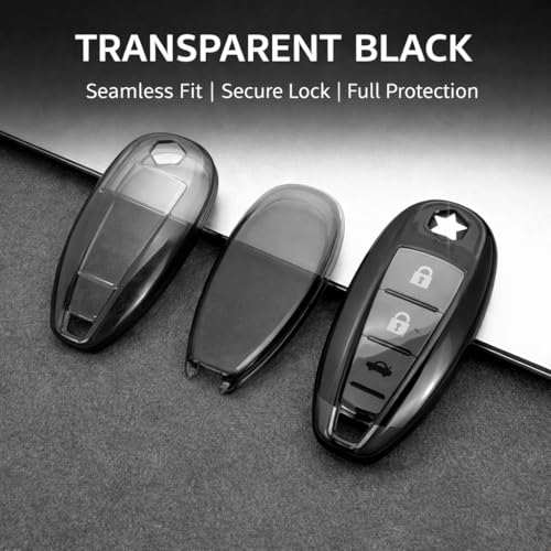 JVCV® 2 Pack Soft TPU Transparent Black Key Cover Compatible with Maruti Suzuki Baleno Ciaz Brezza S Cross Swift Ignis & Toyota Urban Cruiser 2/3 Button Smart Key | Slim Fit Case (Transparent Black) - Image 3