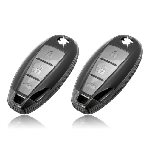 JVCV® 2 Pack Soft TPU Transparent Black Key Cover Compatible with Maruti Suzuki Baleno Ciaz Brezza S Cross Swift Ignis & Toyota Urban Cruiser 2/3 Button Smart Key | Slim Fit Case (Transparent Black) - Image 1
