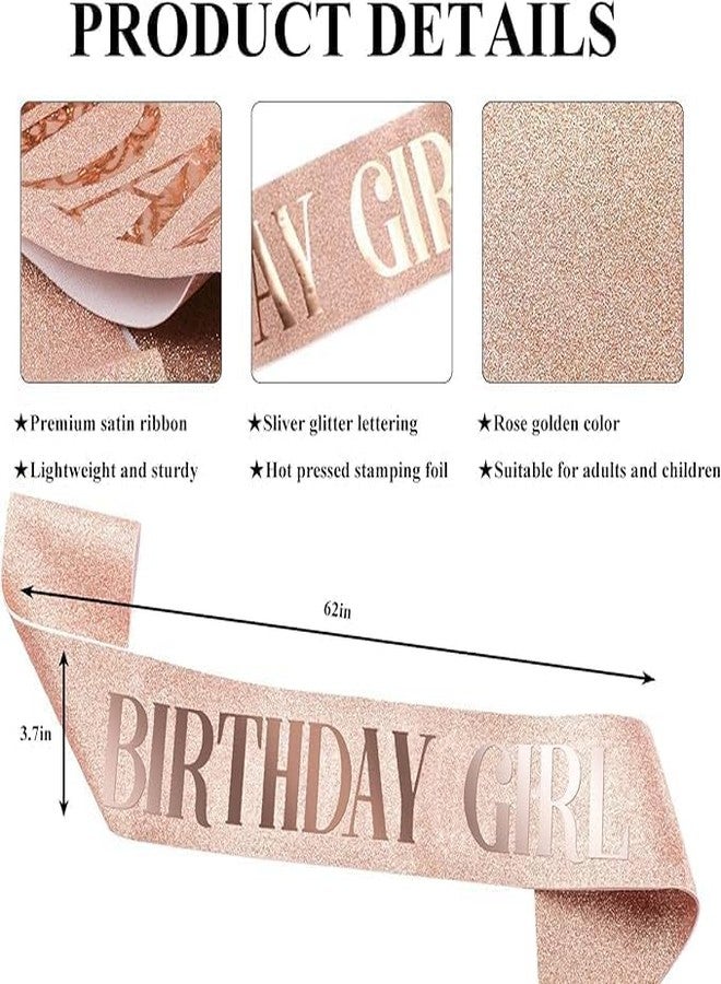 VMZONE Latest Birthday Sash and Crown for Girls Decorations Items Birthday Gifts for Girls Women Kids Sister Best Friend 10, 15, 16, 12, 18, 20, 8 + years Teenager (Rose Gold) (14860hb) - Image 5