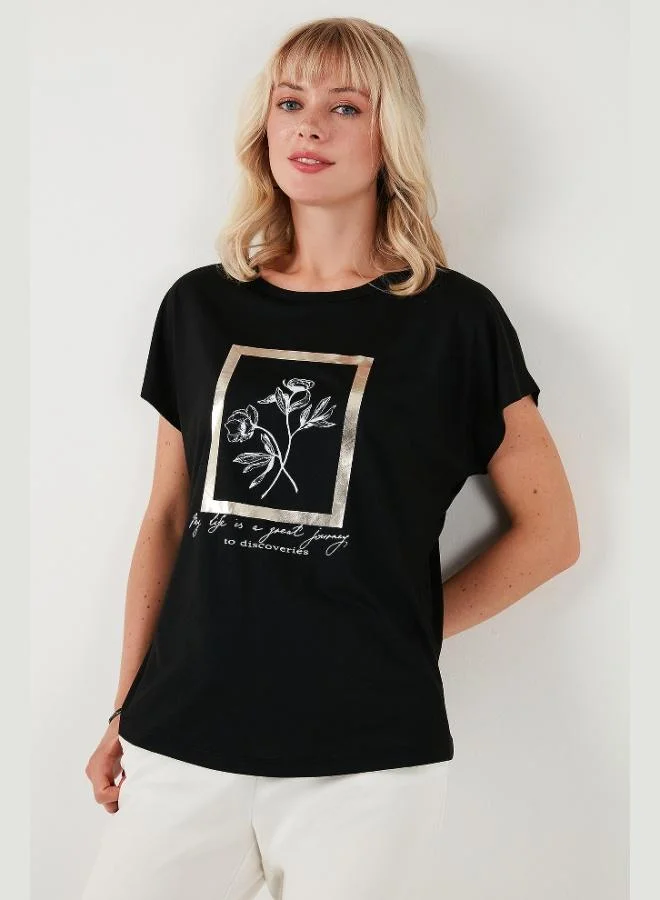 Lela Lela Printed Crew Neck Regular Fit T-Shirt Women's T-Shirt 6671006