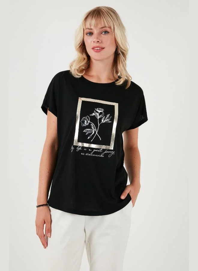 Lela Lela Printed Crew Neck Regular Fit T-Shirt Women's T-Shirt 6671006