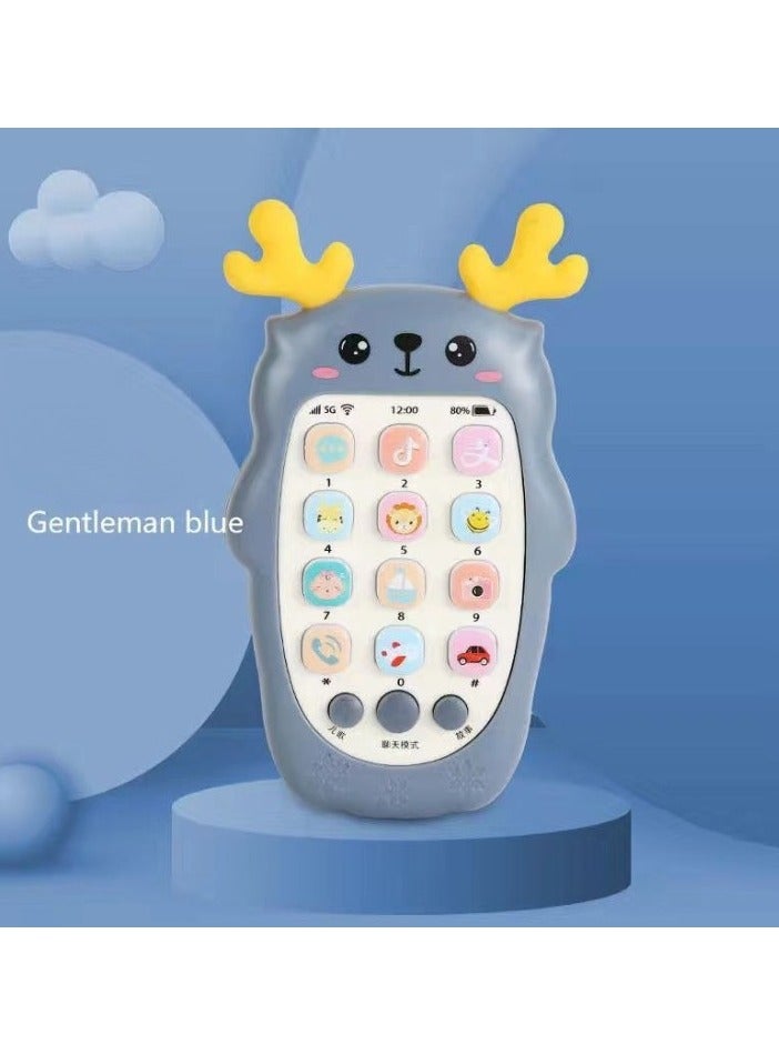 AROAQ Kids Toy Phone, Educational Music Phone Toy, Safe Durable Baby Simulation Mobile Phone, Fun Light Music Early Educational Interactive Mobile Toy for Kids, (Fawn Blue (Ordinary Battery)) - Image 1