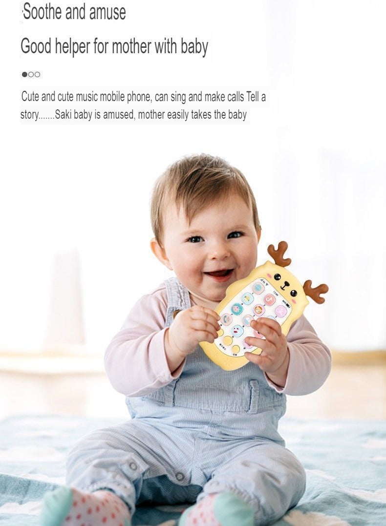 AROAQ Kids Toy Phone, Educational Music Phone Toy, Safe Durable Baby Simulation Mobile Phone, Fun Light Music Early Educational Interactive Mobile Toy for Kids, (Fawn Blue (Ordinary Battery)) - Image 2