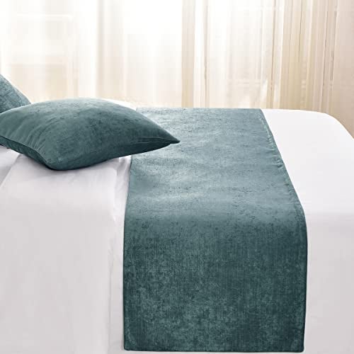 AMBERIS Bed Runner Grey, Chenille Soft No Fading Modern Bed Scarf - Image 2