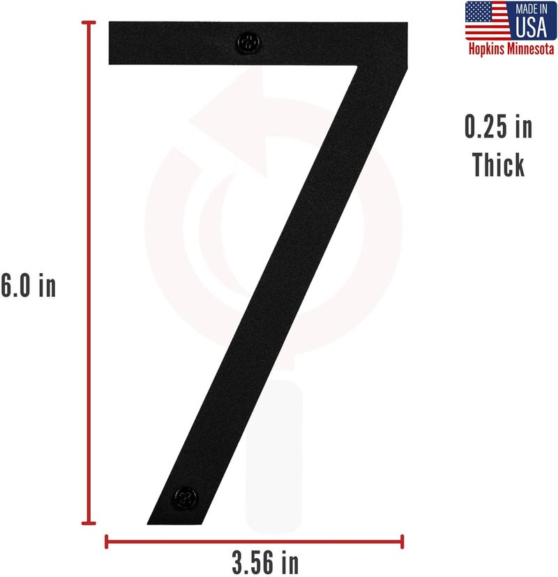 Discovered Designs 6" (7) Modern Address House Numbers for Outside - Easy to Install 3D Matte Black Acrylic Individual Numbers for Address on House, Weatherproof No Rust, Made in USA, Includes 2 - 3/4" Screws, Door Mailbox Number Home Address Number - Image 5