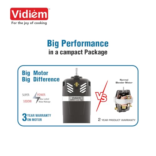 Vidiem VITA Sport 500 W Personal Blender/Mixer/Grinder/Smoothie Maker | 22000 RPM Aria CoolTec Motor | 3 Jars (600 ml SS Flask, 500 ml + 250 ml jar) For Gym/Travel/Kitchen Needs | 3 Year Warranty - Image 4