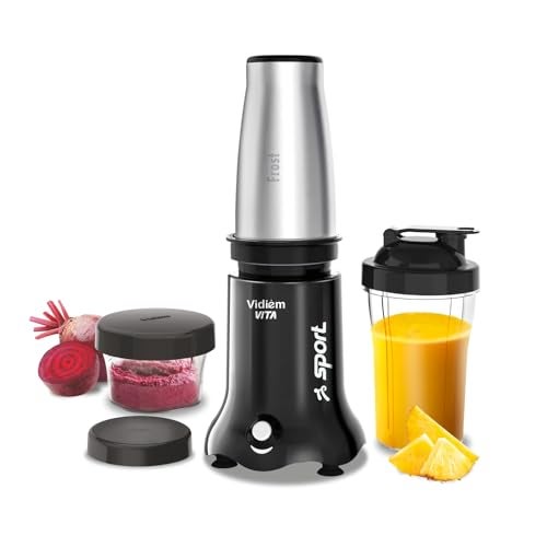 Vidiem VITA Sport 500 W Personal Blender/Mixer/Grinder/Smoothie Maker | 22000 RPM Aria CoolTec Motor | 3 Jars (600 ml SS Flask, 500 ml + 250 ml jar) For Gym/Travel/Kitchen Needs | 3 Year Warranty - Image 1