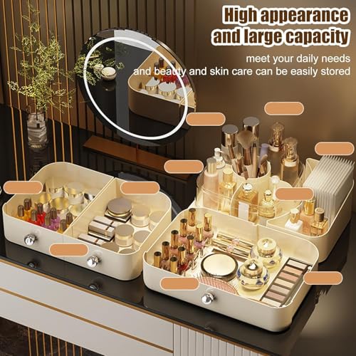 Niyam Makeup Organiser Storage Box for Countertop Cosmetics, Skincare and Beauty Case with Clear Led Display for Easy Visibility and Drawers for Vanity, Dresser Retro Lipstick Holder (Wh Cosmetic) - Image 4
