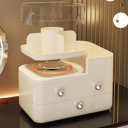 Niyam Makeup Organiser Storage Box for Countertop Cosmetics, Skincare and Beauty Case with Clear Led Display for Easy Visibility and Drawers for Vanity, Dresser Retro Lipstick Holder (Wh Cosmetic) - Image 2