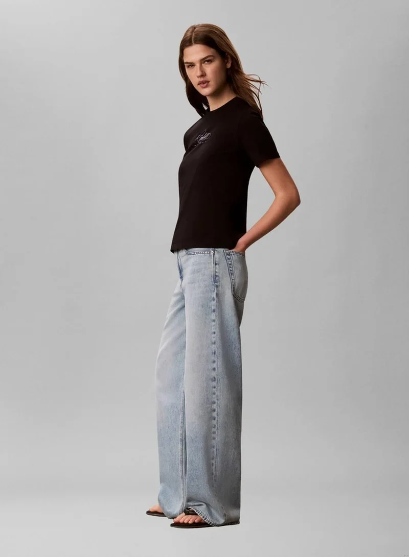 Calvin Klein Jeans Black Logo Classic T-Shirt for Women | Best Price UAE