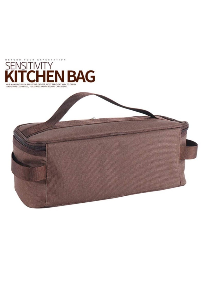 Excefore Camping Travel Cooking Utensils Organizer Travel Bag with Net Pockets, Portable Pouch for BBQ Camp Cookware Kitchen Kit,13x5.1x4.9inch, Oxford Cloth, Nylon, Metal  - Image 2