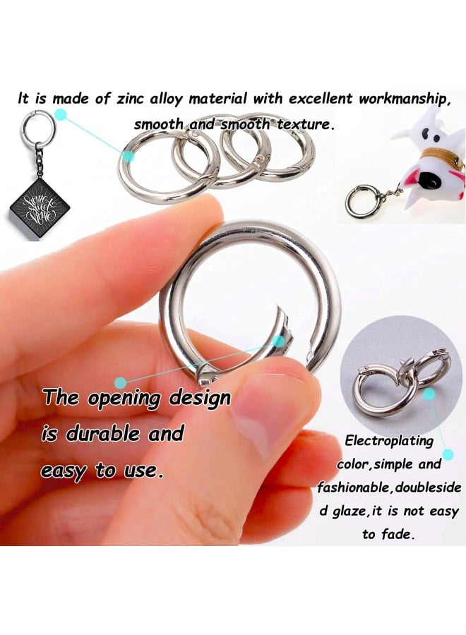 20 PCS Spring O Rings, Zinc Alloy Round Carabiner Spring Snap Clips Hook Round Metal Split Rings Small Clamp Clasp Keyring Buckle for Key Chains, Bag, Purse and Handbag, Silver 0.98'' - Image 3