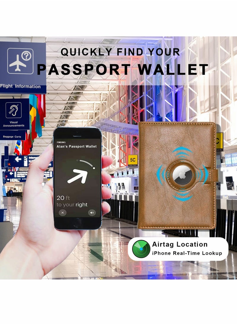 Excefore - Travel Passport Wallet for Women Men with Airtag Holder, RFID Passport and Vaccine Card Holder Combo with Card Slot, Leather Passport Holder and Airplane Travel Essentials - Image 1