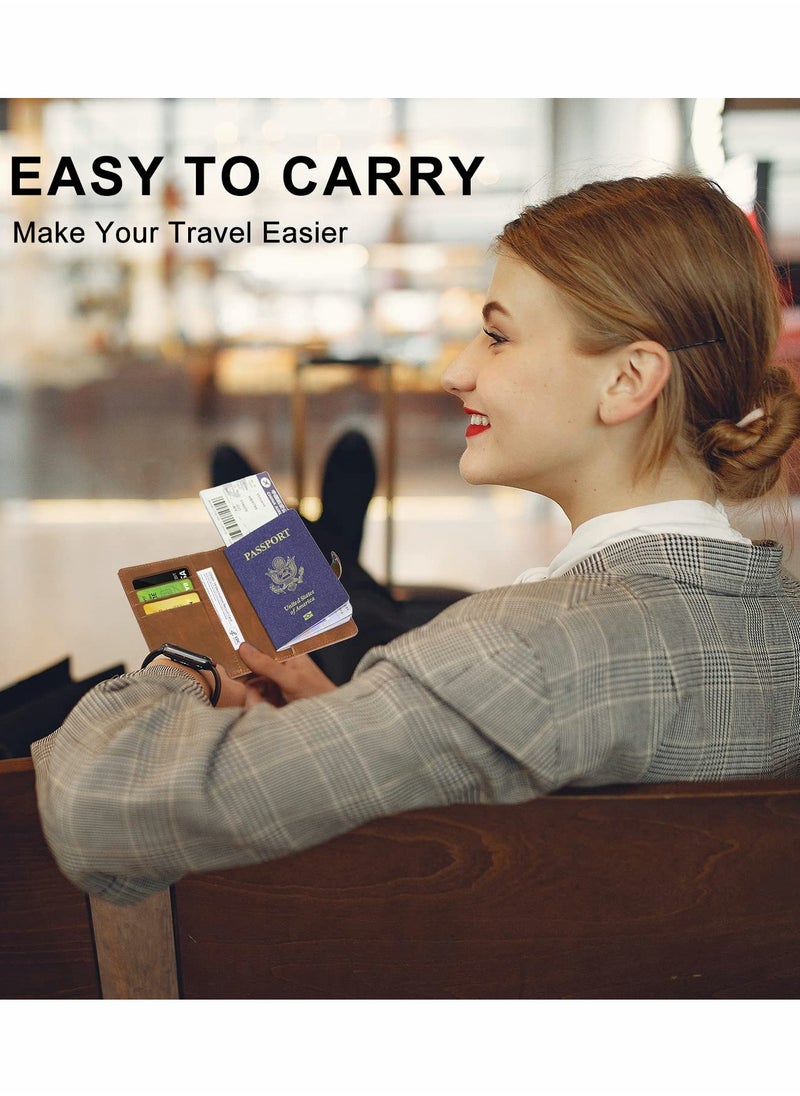 Excefore - Travel Passport Wallet for Women Men with Airtag Holder, RFID Passport and Vaccine Card Holder Combo with Card Slot, Leather Passport Holder and Airplane Travel Essentials - Image 1