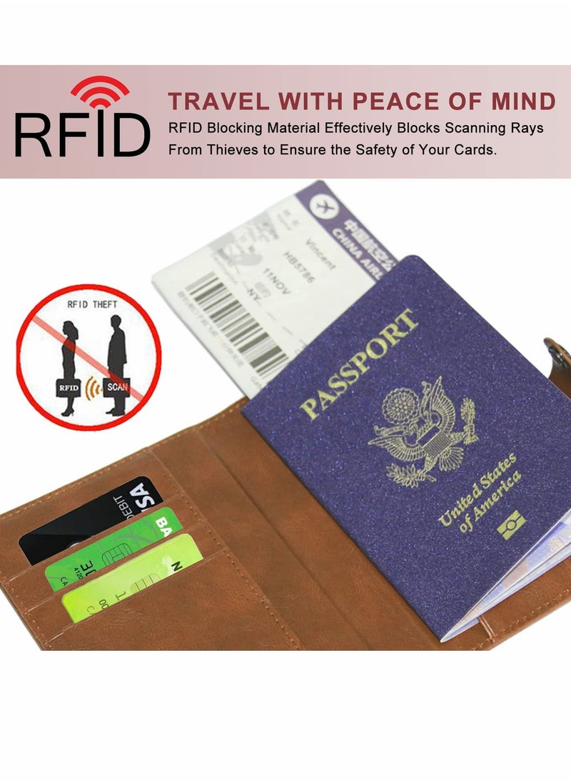 Excefore - Travel Passport Wallet for Women Men with Airtag Holder, RFID Passport and Vaccine Card Holder Combo with Card Slot, Leather Passport Holder and Airplane Travel Essentials - Image 1