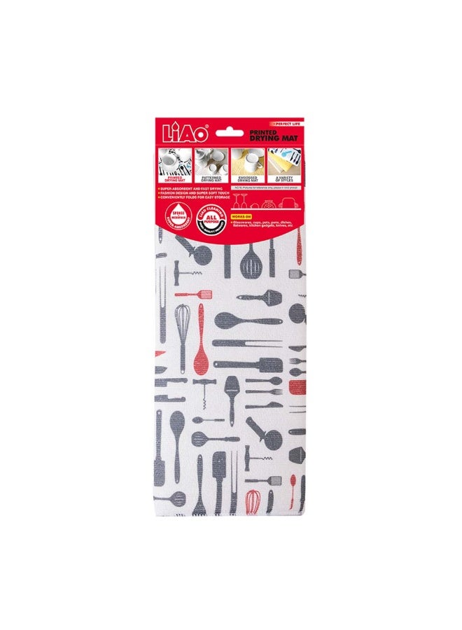 LIAO G130025 Printed Dish Drying Mat Pack of 12 – Absorbent Kitchen Mat for Drying Dishes, Glassware, and Utensils, Soft Non-Slip Surface, Easy to Clean and Reusable - Image 1