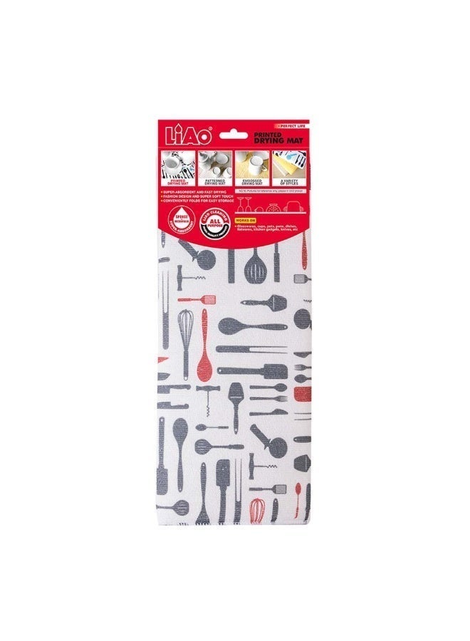 LIAO Drying Mat Pack of 4 | 38x51cm Microfiber Dish Drying Mat with Sponge Insert | Embossed Fabric for Kitchen Countertop & Dish Drying - Image 5