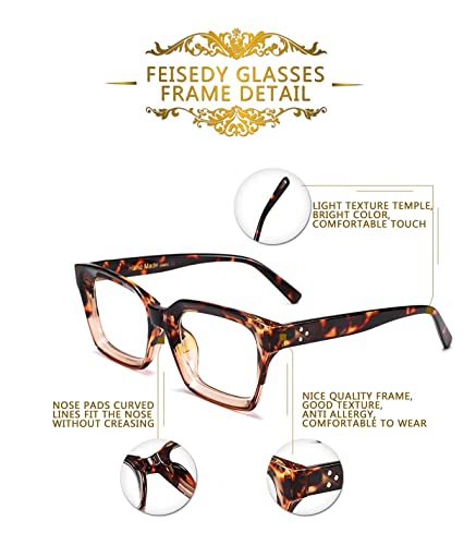 FEISEDY Glasses Frame Womens Square Thick Eyeglasses Frame Classic Eyewear for Men B2461 - Image 3