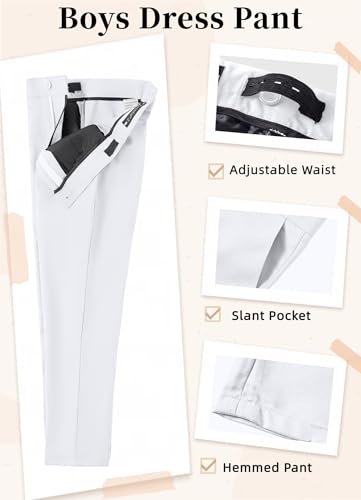 YuanLu Boys White Suit Toddler Tuxedo Kids Ring Bearer Outfit First Communion Suits Slim Fit Homecoming Dresswear Kids Suit Size 7 - Image 5