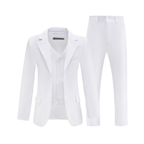 YuanLu Boys White Suit Toddler Tuxedo Kids Ring Bearer Outfit First Communion Suits Slim Fit Homecoming Dresswear Kids Suit Size 7 - Image 2