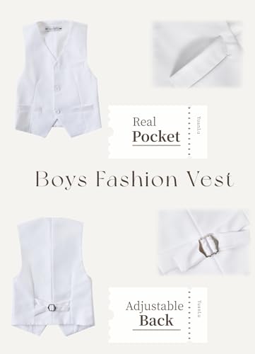 YuanLu Boys White Suit Toddler Tuxedo Kids Ring Bearer Outfit First Communion Suits Slim Fit Homecoming Dresswear Kids Suit Size 7 - Image 3