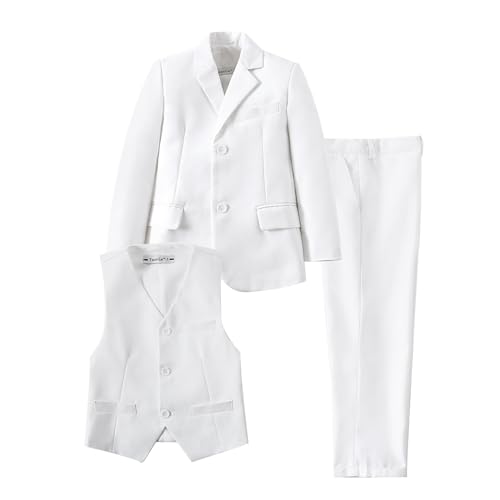YuanLu Boys White Suit Toddler Tuxedo Kids Ring Bearer Outfit First Communion Suits Slim Fit Homecoming Dresswear Kids Suit Size 7 - Image 1