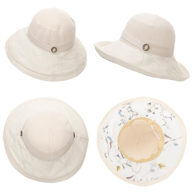 UTOWO Summer-Mesh-Sun-Hats-for-Women-UV- Protection-Wide-Brim Packable-Bucket-Hats Foldable-Beach-Hat Beige - Image 5