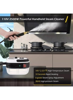 The handheld steam cleaner is equipped with a 2500W motor that provides high-pressure, high-temperature steam for powerful cleaning. Equipped with an extended nozzle and brush head, it heats up quickly, making it ideal for cleaning air conditioners, kitchens, and more. - pzsku/Z43D9C81AC040959F133BZ/45/_/1728623278/2df5e5bc-dbae-484a-bc47-437cc96d8f6a