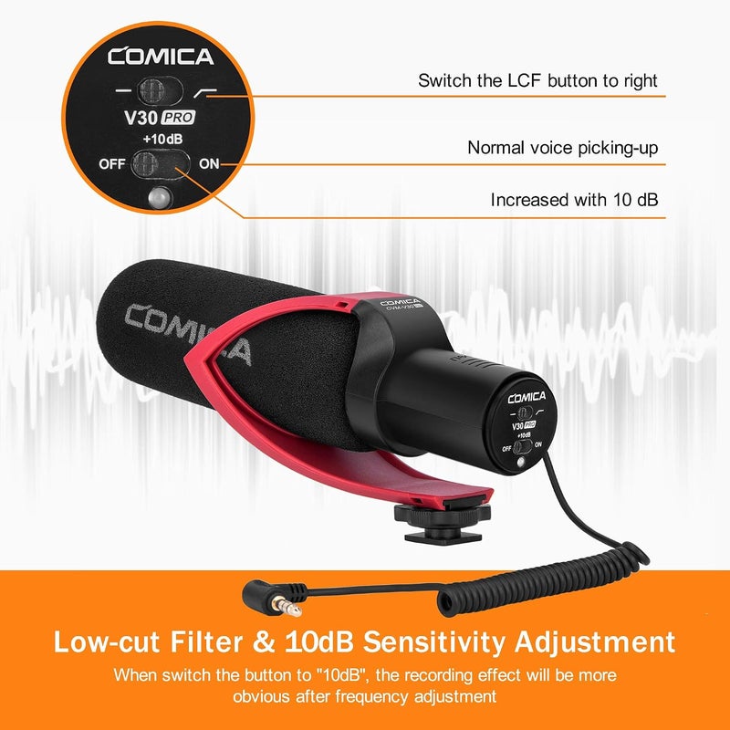 COMICA CVM-V30PRO Professional Super Cardioid Video Microphone with Shock Mount and Wind Muff - Image 3