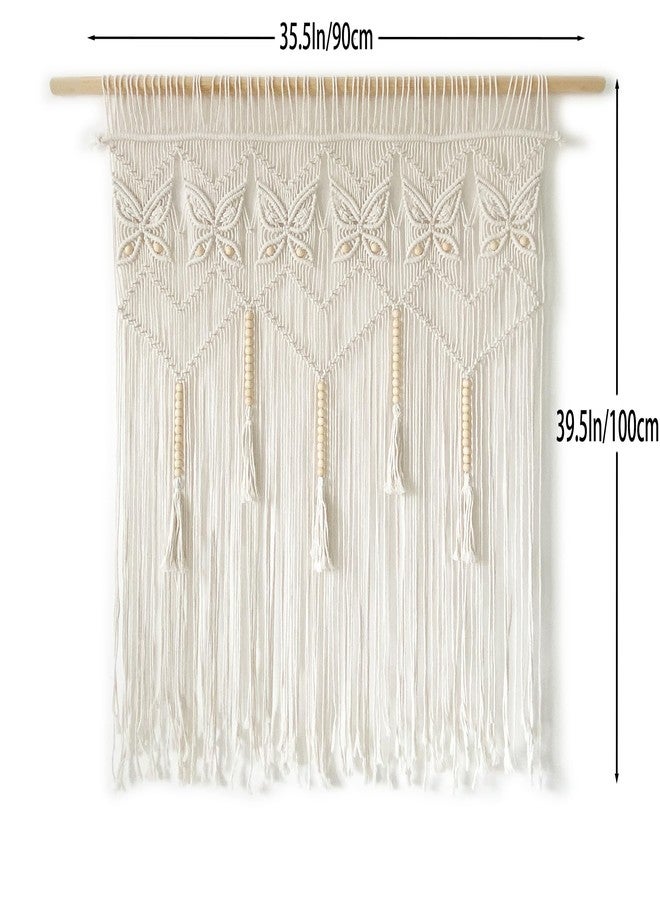 Youngeast Macrame Wall Hanging Boho Room Decor Butterfly Window Curtain Macrame Valance Doorway Curtains Bedroom Curtain Woven Tapestry 35”W X 39”H - Image 3