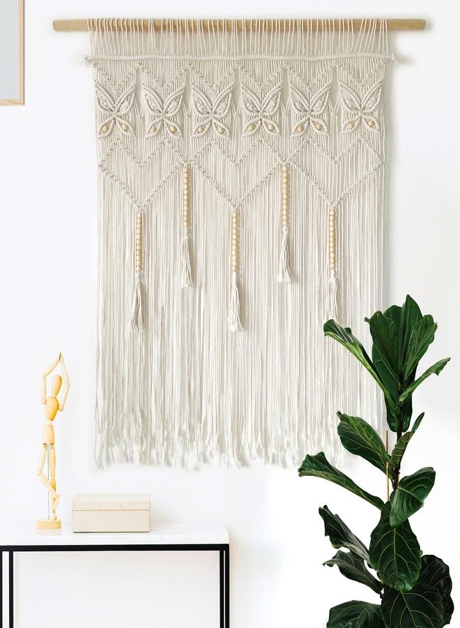 Youngeast Macrame Wall Hanging Boho Room Decor Butterfly Window Curtain Macrame Valance Doorway Curtains Bedroom Curtain Woven Tapestry 35”W X 39”H - Image 1