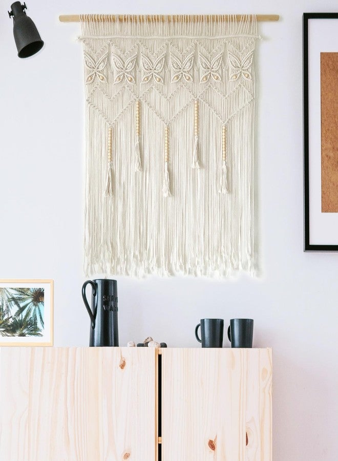 Youngeast Macrame Wall Hanging Boho Room Decor Butterfly Window Curtain Macrame Valance Doorway Curtains Bedroom Curtain Woven Tapestry 35”W X 39”H - Image 2