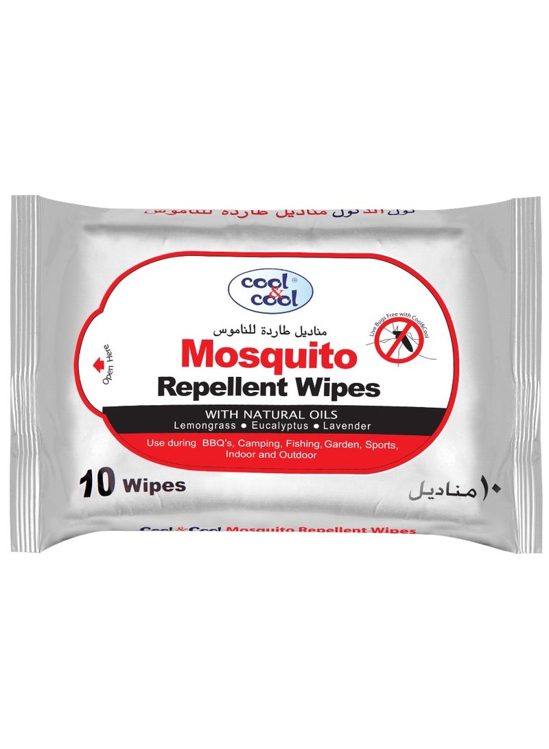 Cool & Cool Mosquito Repellent Wipes 10 Wipes - Image 1