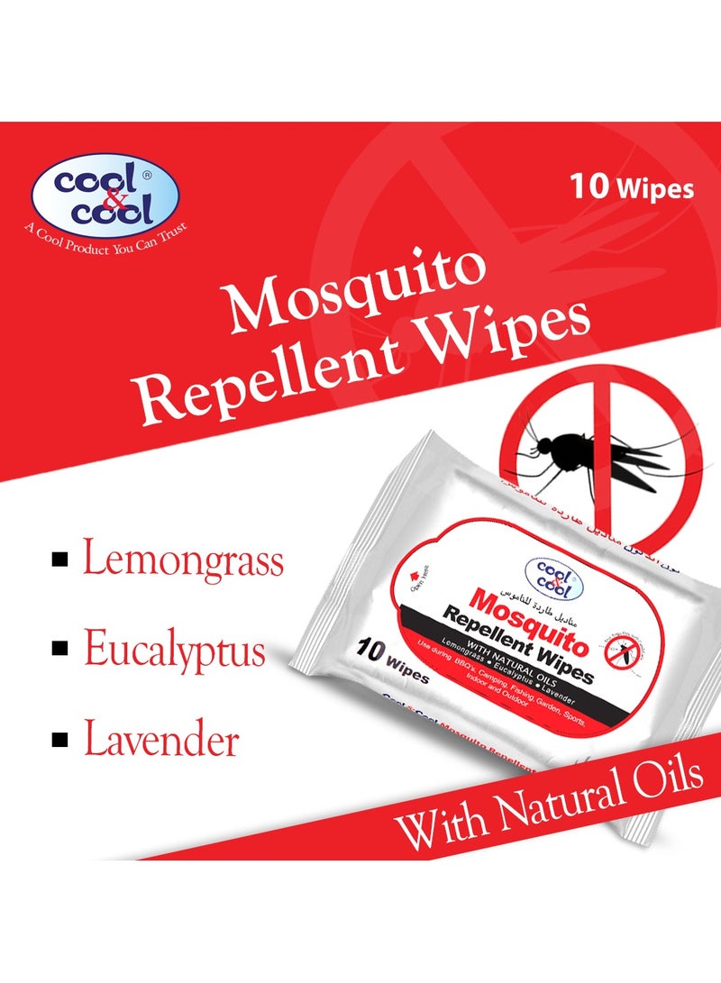 Cool & Cool Mosquito Repellent Wipes 10 Wipes - Image 3