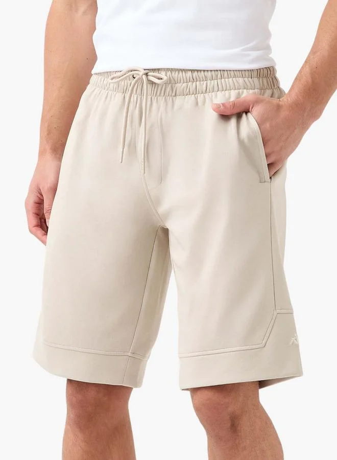 Kappa Logo Detail Shorts with Drawstring Closure and Pockets