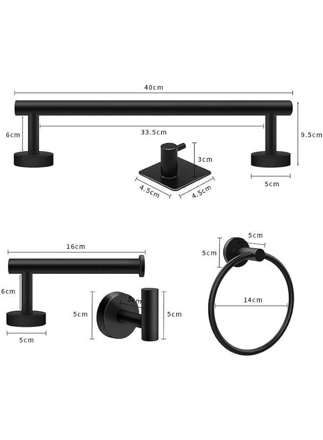HOOKOR 6 PCS Bathroom Hardware Set, Stainless Steel Towel Rack Wall Mounted Bathroom Accessories Set,16 Hand Towel Rod, Toilet Paper Holders, Towel Ring, 3 Towel Hooks (Sliver) - Image 2