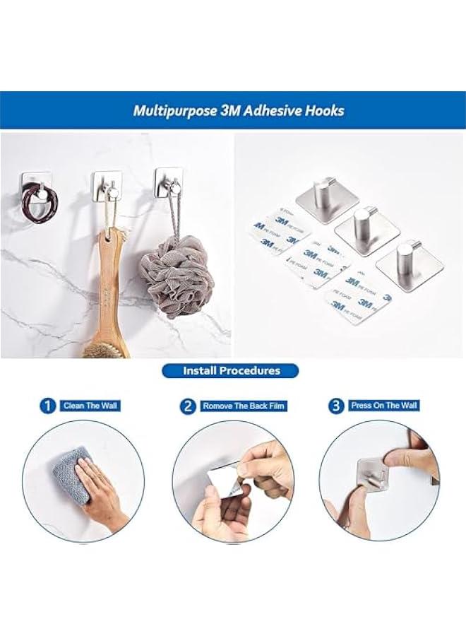 HOOKOR 6 PCS Bathroom Hardware Set, Stainless Steel Towel Rack Wall Mounted Bathroom Accessories Set,16 Hand Towel Rod, Toilet Paper Holders, Towel Ring, 3 Towel Hooks (Sliver) - Image 3