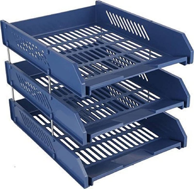 FRENYEAR File Tray Rack ABS Plastics | Foldable Office Desk Accessories | Durable & Sturdy | Easy Assembly | Efficient Organizer | Plastic Office Stationery Files Layer Rack (3 Layer) - Image 1